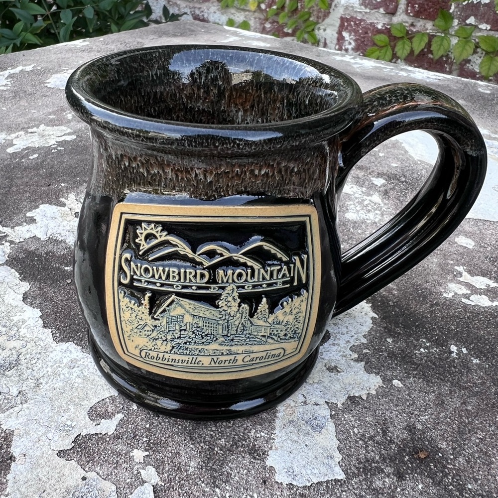 Snowbird Mountain Lodge Deneen Pottery~Drip Glaze Hand Thrown Coffee Mug USA2018